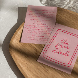 Tarjeta De Recepción Detalles del Boda moderno retro de colores escrito