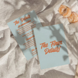 Tarjeta De Recepción Detalles del Boda moderno retro minimalista colori