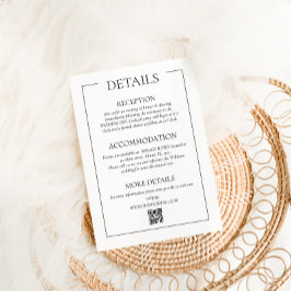 Tarjeta De Recepción Detalles del Boda moderno simple
