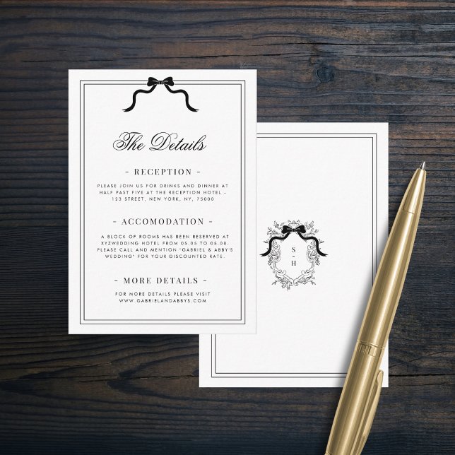Tarjeta De Recepción Detalles del Boda Monograma del Escudo de la cinta (Subido por el creador)
