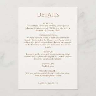 Tarjeta De Recepción Detalles del Boda Monogramado de Taupe y Marfil