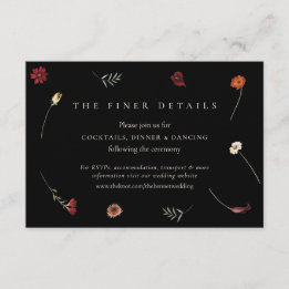 Tarjeta De Recepción Detalles del Boda Moody Fall Autumn Wildflower