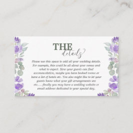 Tarjeta De Recepción Detalles del Boda morado de eucalipto floral