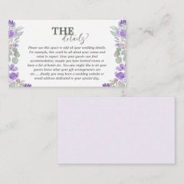 Tarjeta De Recepción Detalles del Boda morado de eucalipto floral