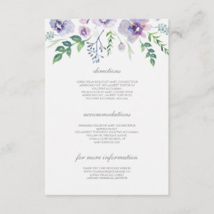 Tarjeta De Recepción Detalles del Boda morado y azul - Información