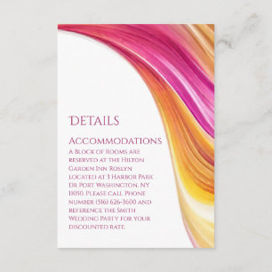 Tarjeta De Recepción Detalles del boda - Naranja rosa moderno amarillo 