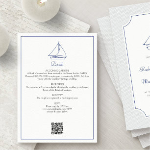 Tarjeta De Recepción Detalles del Boda Nautical Sailboat