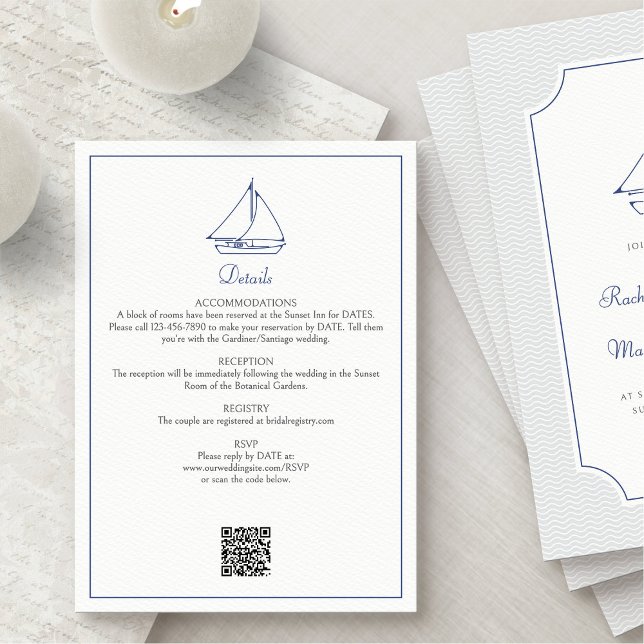 Tarjeta De Recepción Detalles del Boda Nautical Sailboat (Subido por el creador)