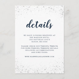 Tarjeta De Recepción Detalles del Boda Navy Blue Silver