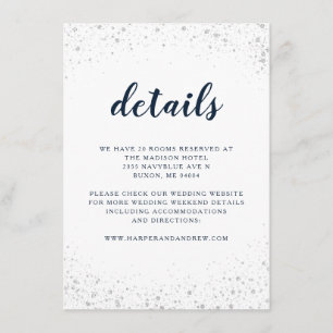 Tarjeta De Recepción Detalles del Boda Navy Blue Silver