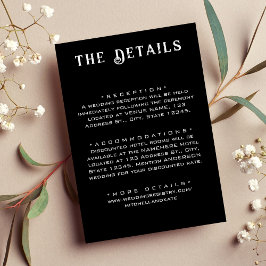 Tarjeta De Recepción Detalles del Boda negro