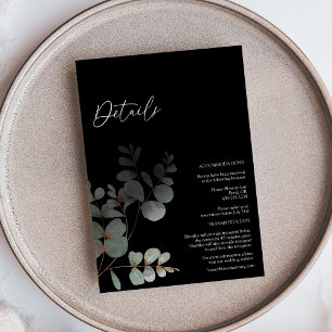 Tarjeta De Recepción Detalles del Boda negro de la vegetación moderna