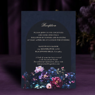 Tarjeta De Recepción Detalles del Boda negro oscuro romántico floral