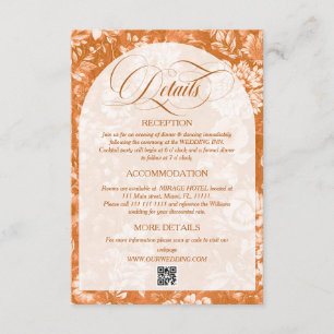 Tarjeta De Recepción Detalles del Boda Neutral de Terracota Floral Vint