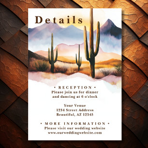 Tarjeta De Recepción Detalles del Boda occidental de Boho Desert Cactus