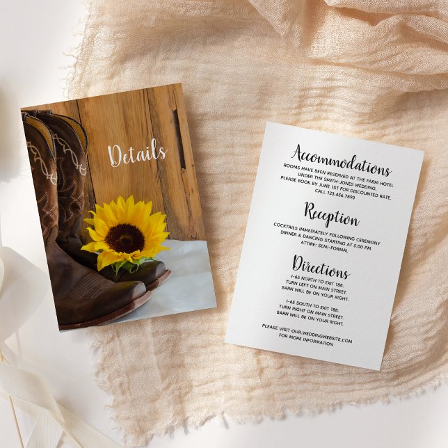 Tarjeta De Recepción Detalles del Boda occidental del girasol del país (Subido por el creador)