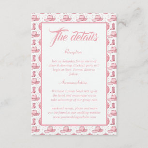 Tarjeta De Recepción Detalles del Boda occidental rosado