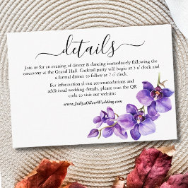 Tarjeta De Recepción Detalles del boda Orquídea Púrpura y Blanco
