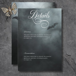 Tarjeta De Recepción Detalles del Boda Oscuro Moody Midnight Bat & Fog