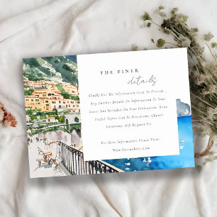 Tarjeta De Recepción Detalles del Boda paisajista Amalfi Coast Italia