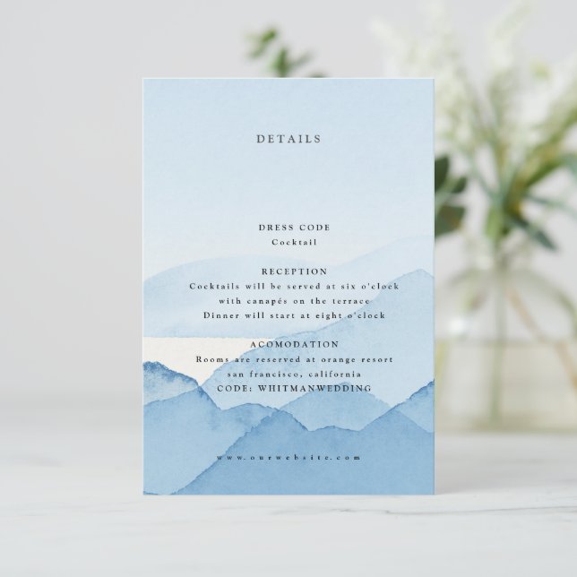 Tarjeta De Recepción Detalles del Boda paisajístico de la Cordillera Az (Anverso de pie)