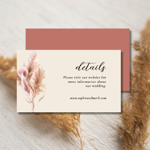Tarjeta De Recepción Detalles del Boda Pampas Grass Boho