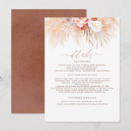 Tarjeta De Recepción Detalles del Boda Pampas Grass Terracotta