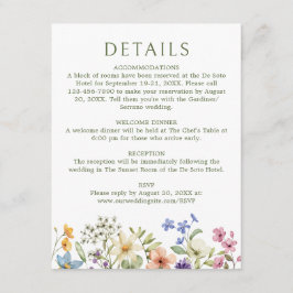Tarjeta De Recepción Detalles del Boda Pastel Delicate Wildflowers