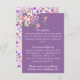 Tarjeta De Recepción Detalles del Boda Peach, Lilac & Clay Rose Bouquet