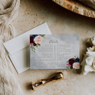 Tarjeta De Recepción Detalles del Boda Peony Flowers de Fancy Classic R