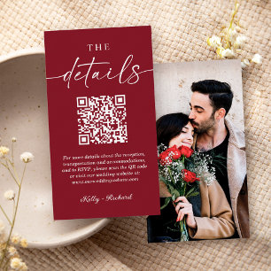 Tarjeta De Recepción Detalles del Boda pequeño del código QR de Borgoña