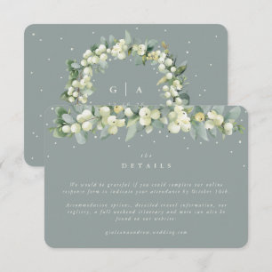 Tarjeta De Recepción Detalles del Boda Pequeño Fresa Verde + Eucalyptus