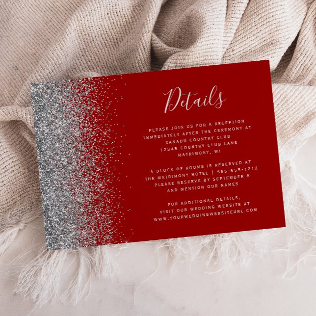 Tarjeta De Recepción Detalles del Boda perimetral del Purpurina de plat (Subido por el creador)