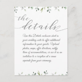 Tarjeta De Recepción Detalles del Boda Plata de Eucalyptus Greenery Bor