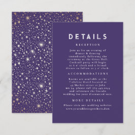 Tarjeta De Recepción Detalles del Boda púrpura Celestial Starry Night