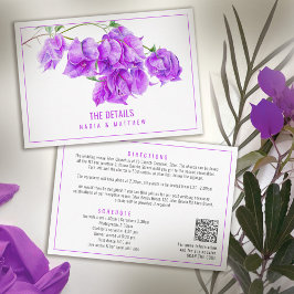 Tarjeta De Recepción Detalles del boda púrpura de Bougainvillea QR