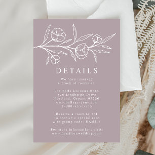 Tarjeta De Recepción Detalles del Boda púrpura de harina con sabor esqu