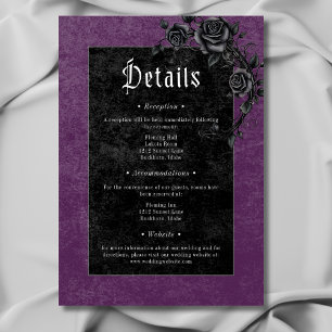 Tarjeta De Recepción Detalles del Boda púrpura de los Rosas de Black Ra