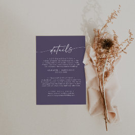 Tarjeta De Recepción Detalles del Boda púrpura del Plum de Moda Boho