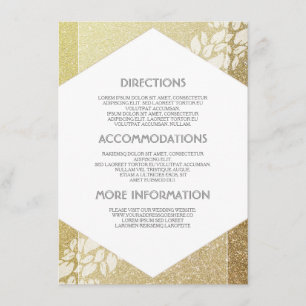Tarjeta De Recepción Detalles del Boda Purpurina de oro - Información