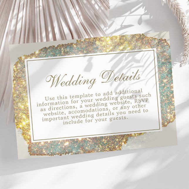 Tarjeta De Recepción Detalles del Boda Purpurina irlandés moderno (Subido por el creador)