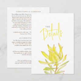 Tarjeta De Recepción detalles del boda QR boda leucadendron amarillo