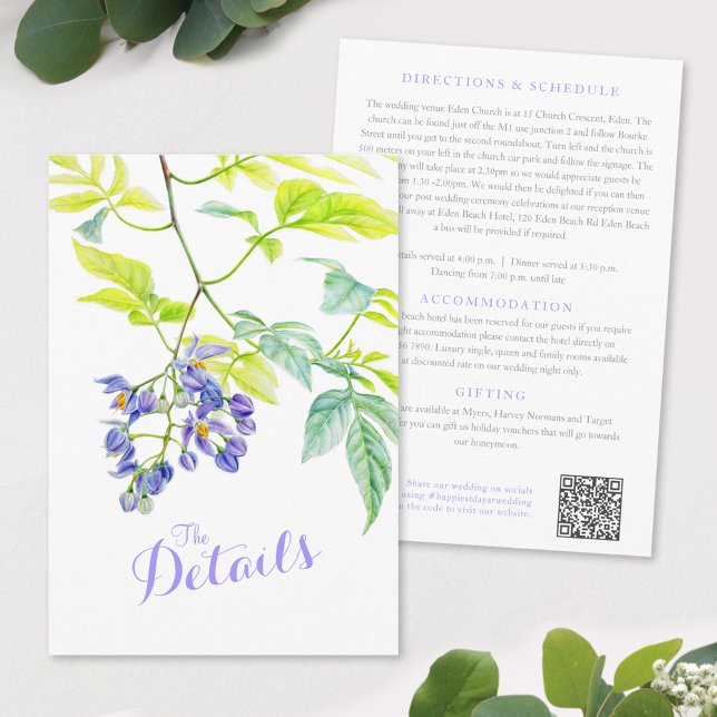 Tarjeta De Recepción detalles del boda QR boda púrpura papa vid (Subido por el creador)