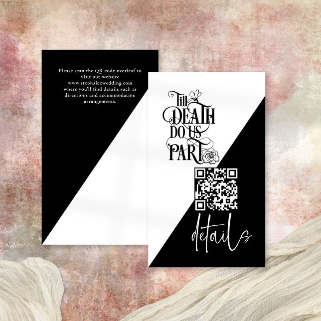Tarjeta De Recepción Detalles del Boda QR de la parte gótica hasta la m (Front and back)