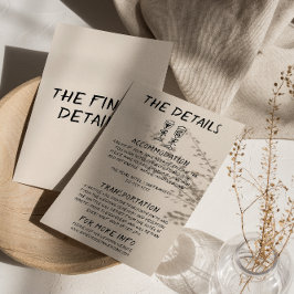 Tarjeta De Recepción Detalles del Boda Quirky de Champagne con mano ret