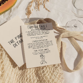 Tarjeta De Recepción Detalles del Boda Quirky dibujado a mano retro