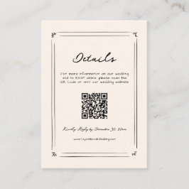 Tarjeta De Recepción Detalles del Boda rápido dibujado a mano Código Qr