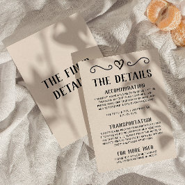 Tarjeta De Recepción Detalles del Boda rápido dibujado a mano retro