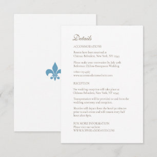 Tarjeta De Recepción Detalles del Boda Regency French Fleur de Lis