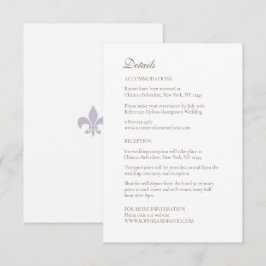 Tarjeta De Recepción Detalles del Boda Regency French Purple Fleur de L